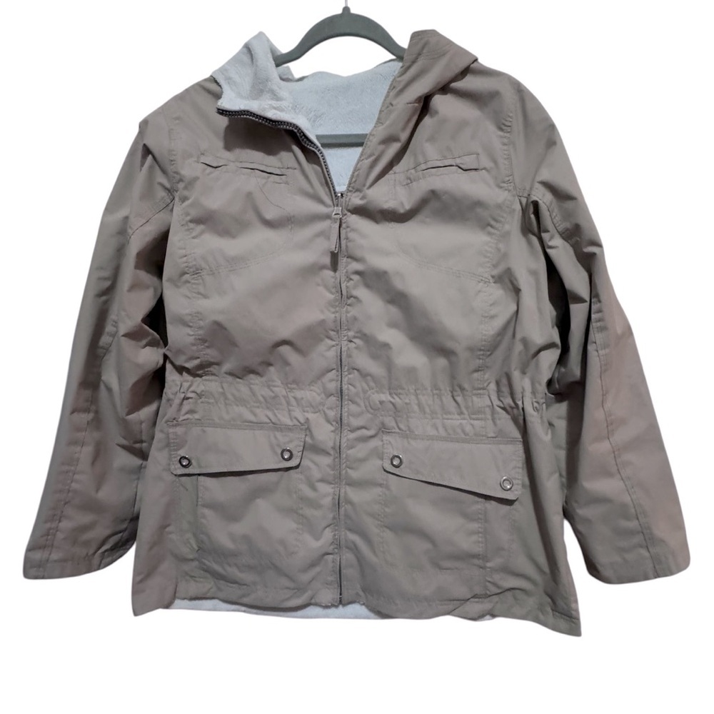 Van Heusen - Reversible jacket- Tan polyester and Cream faux fur - Size L